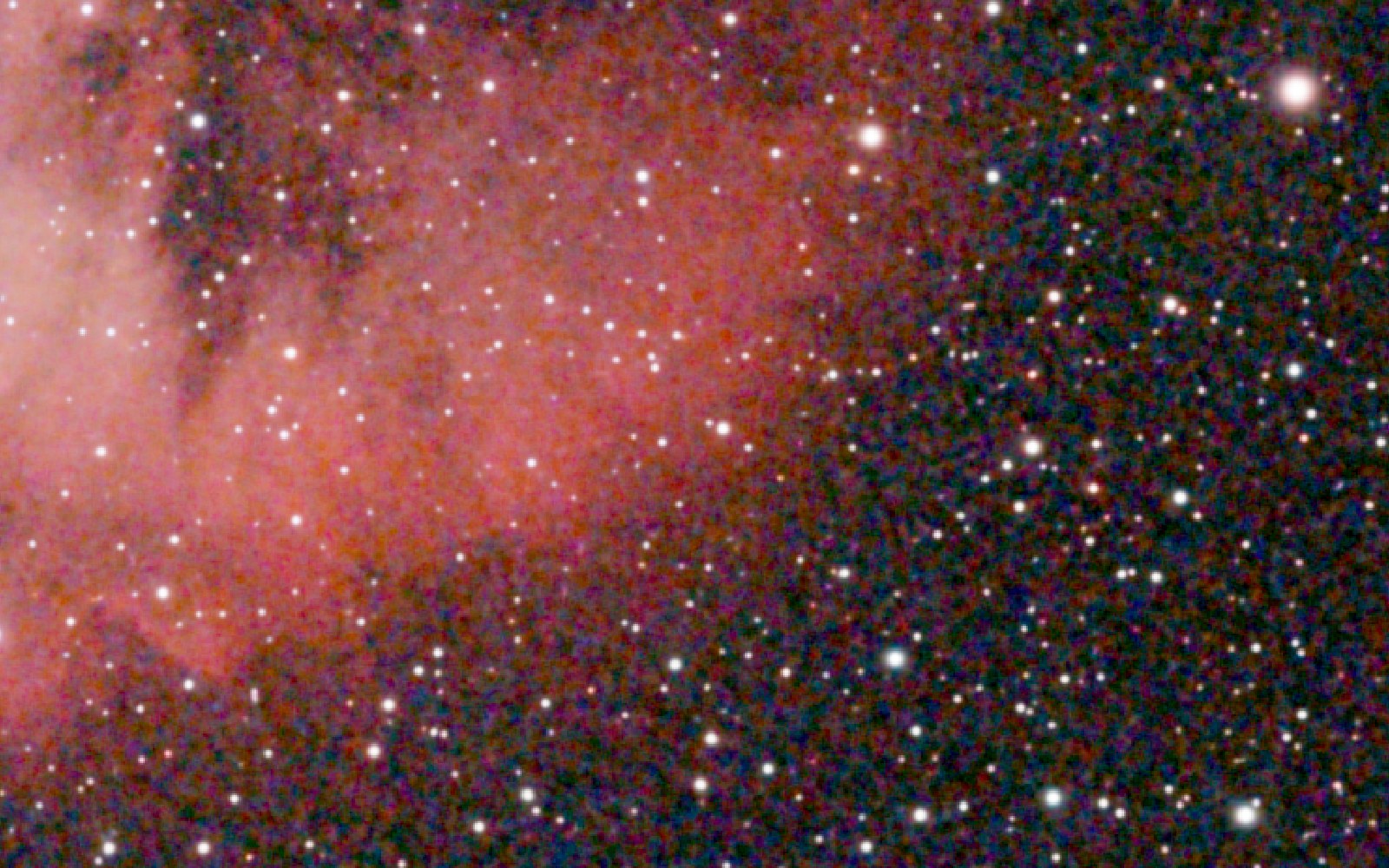 A grainy stretched nebula at full pixel scale