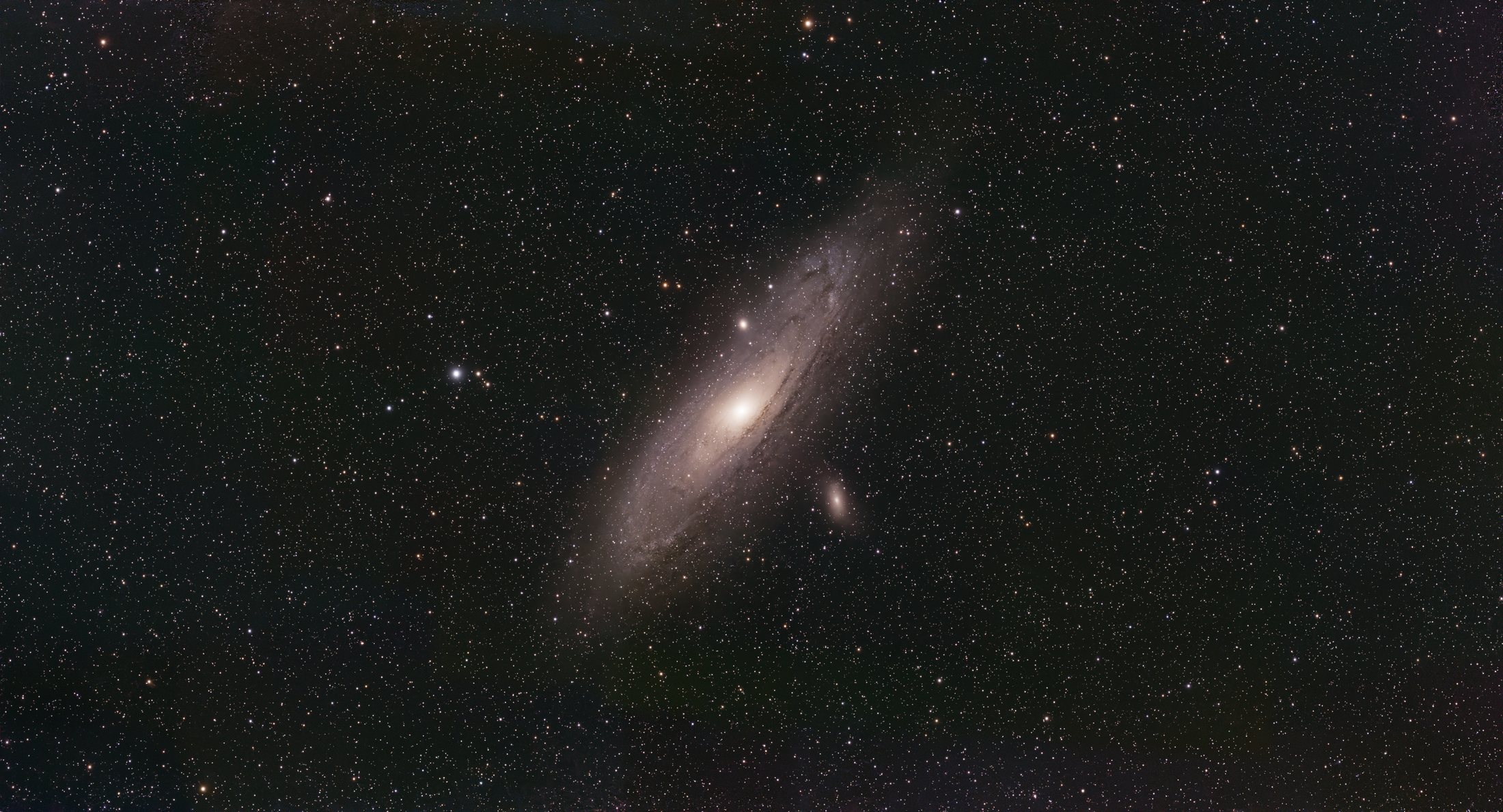 The Andromeda Galaxy across a multi-panel mosaic, stacked and finished in Nocturne