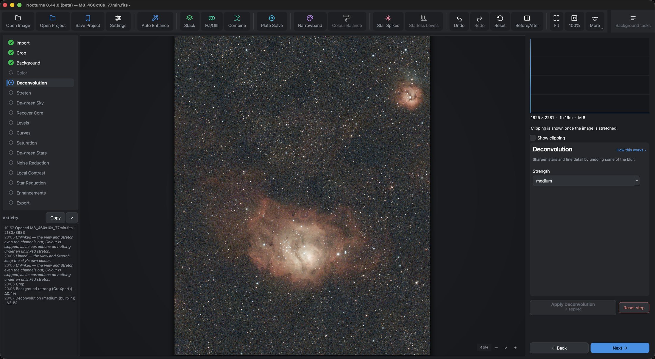 The Deconvolution step at medium