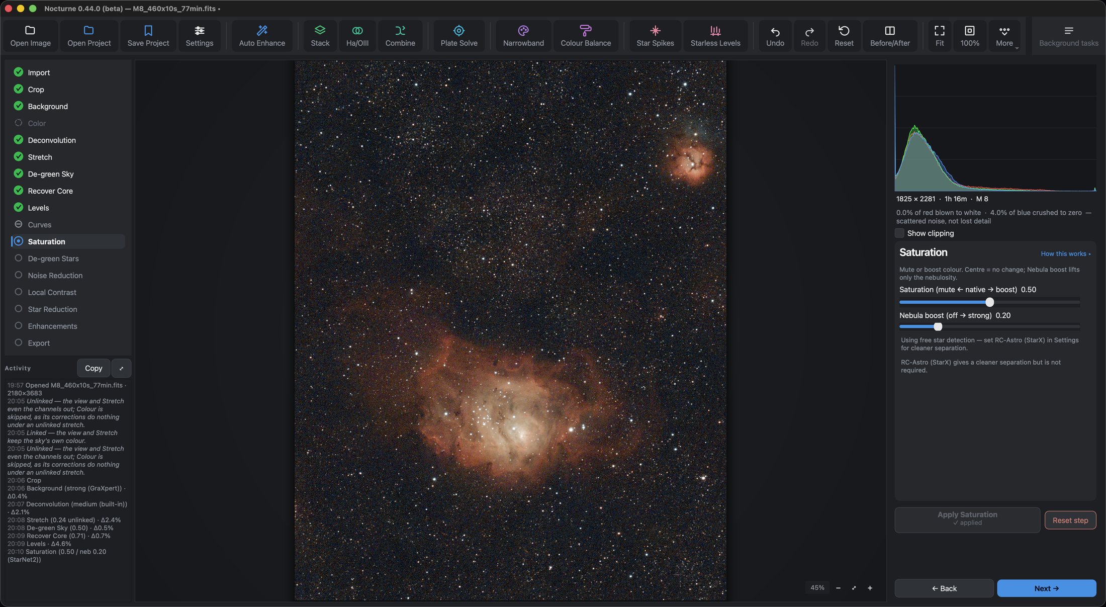Saturation with the nebula boost at 0.20